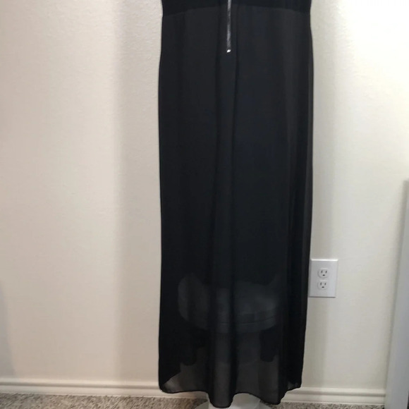 2/$30 Vince Camuto Dress 2X Black Maxi Chiffon Overlay Keyhole Front Long - Picture 10 of 16